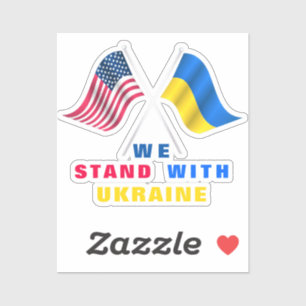 Sticker Nous Sommes Avec L'Ukraine - Drapeau USA - Drapeau