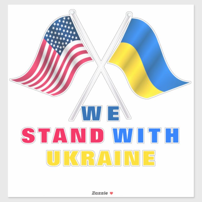 Sticker Nous sommes avec l'Ukraine et l'Autocollant drapea (Feuille)