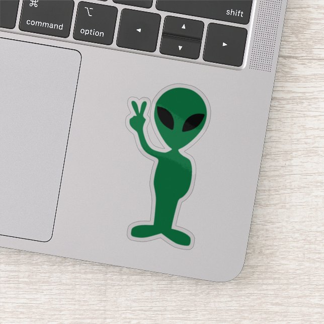 Sticker Nous venons en paix Petit homme vert Alien Silhoue (Détail)