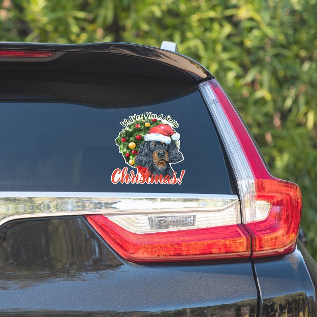 Sticker Nous vous voulons Joyeux Noël Gordon setter (Côté voiture)
