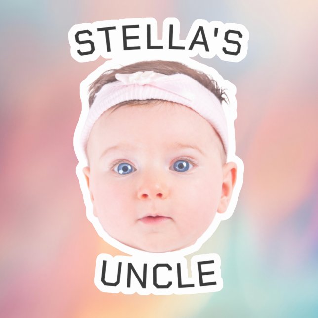 Sticker Nouveau cadeau Oncle, personnalisé bébé visage pho (Créateur téléchargé)