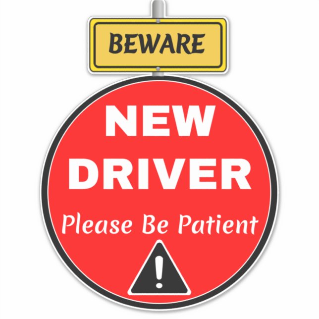 Sticker Nouveau conducteur - Patience et prudence Attentio (Devant)