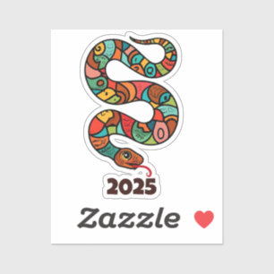 Sticker Nouvel An Chinois Du Serpent À Bois Vert 2025