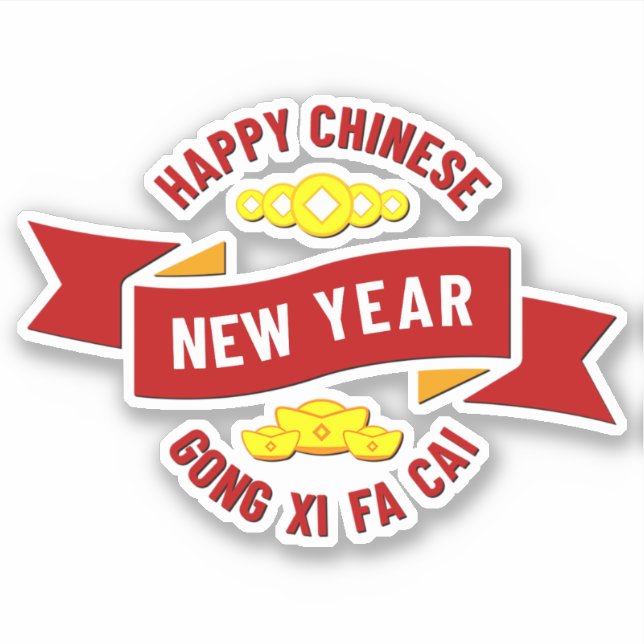Sticker Nouvel An Chinois Gong Xi Fa Cai - Wish Weight (Devant)