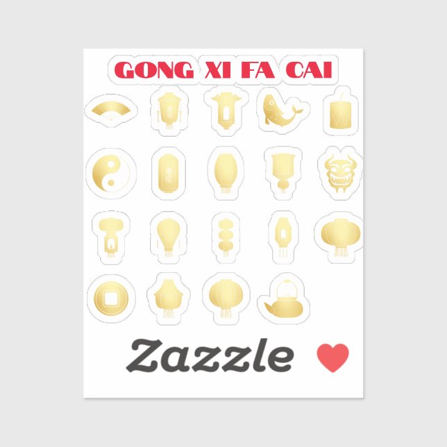 Sticker Nouvel An lunaire 5 or (Feuille)