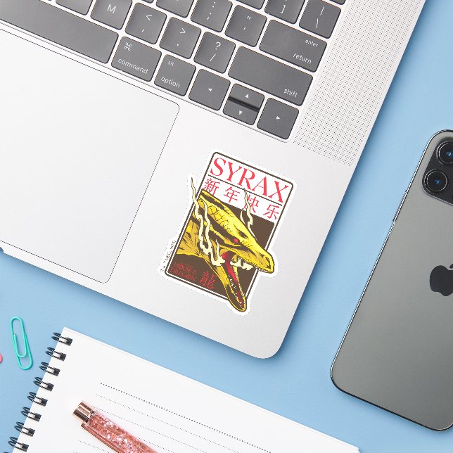 Sticker Nouvel An Syrax | 新 年 乐 快 (Ordinateur portable avec iPhone)
