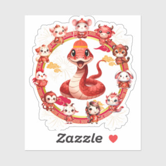 Sticker Nouvelle année lunaire chinoise serpent design 2