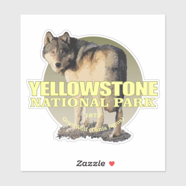 Sticker NP de Yellowstone (Loup) (Feuille)