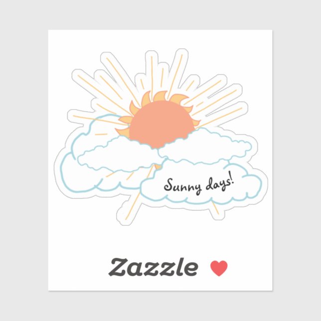 Sticker Nuages de soleil jaune orange (Feuille)