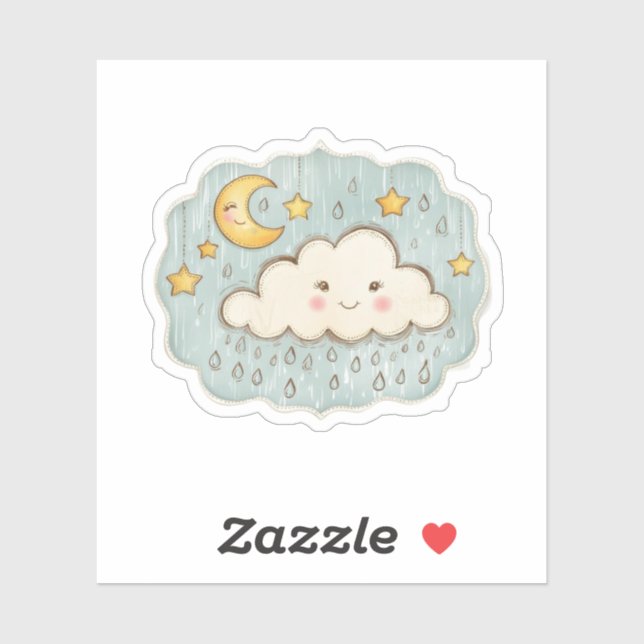 Sticker Nuit de pluie céleste avec lune & étoiles (Feuille)