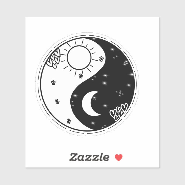 Sticker Nuit et jour yin et yang (Feuille)