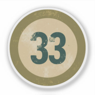 Sticker Numéro 33 en détresse Vintage