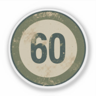 Sticker Numéro 60 Vintage en détresse