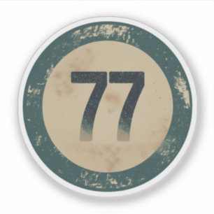 Sticker Numéro 77 en détresse Vintage