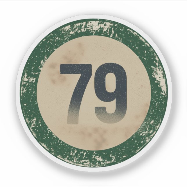 Sticker Numéro 79 Vintage en détresse (Devant)