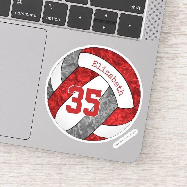 Sticker numéro de joueur de volley-ball gris rouge (Détail)