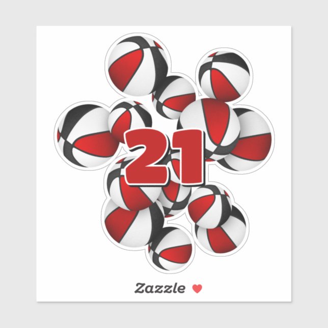 Sticker numéro de maillot sur la grappe de balles de baske (Feuille)