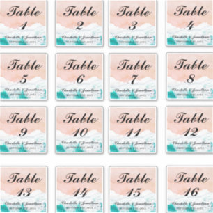 Sticker Numéro de table de mariage sur la plage côtière pe