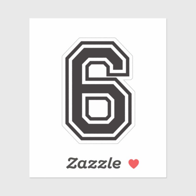 Sticker Numéro six 6 police de l'école de sport (Feuille)