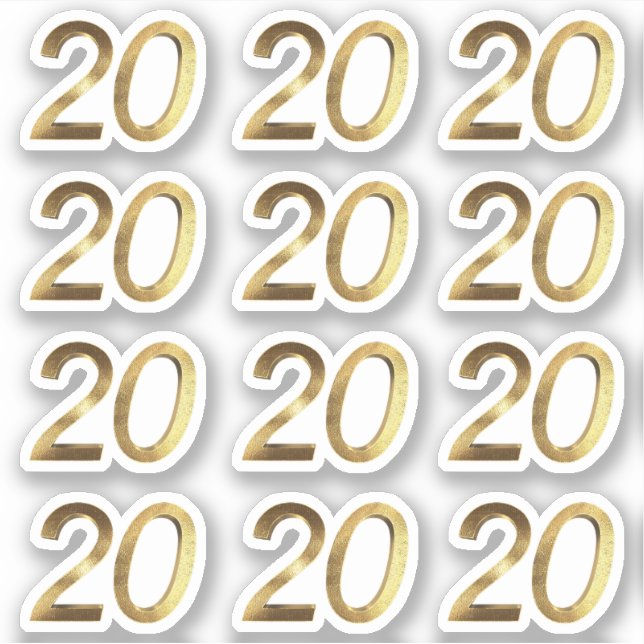 Sticker Numéros 20 Faux Gold 20e anniversaire (Devant)