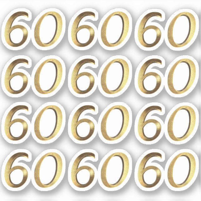 Sticker Numéros 60 Faux Gold 60e anniversaire (Devant)