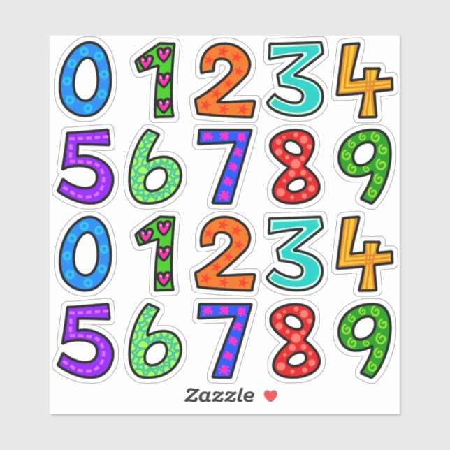 Sticker Numéros tirés à la main (Feuille)