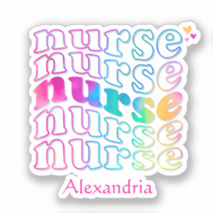 Sticker "Nurse" en Elegant Rainbow Colors
