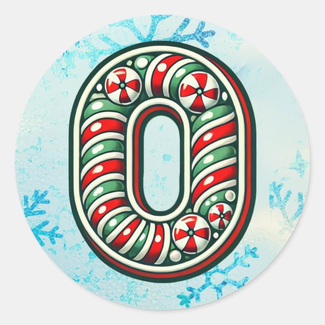 Sticker "O" de Noël sucre de canne, Stripes festiv (Devant)