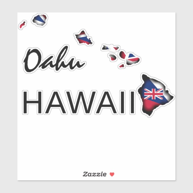 Sticker OAHU - HAWAII ÎLES HI Drapeau NOIR (Feuille)