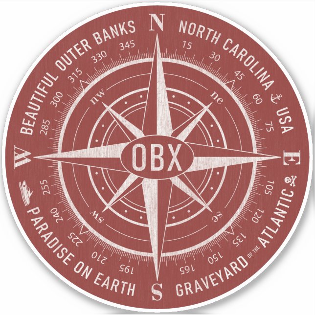 Sticker OBX Bancs extérieurs de boussole Vintage blanc fon (Devant)