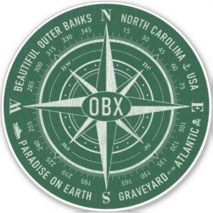 Sticker OBX Bancs extérieurs de boussole Vintage blanc fon