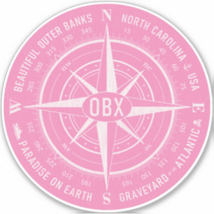 Sticker OBX Compass Banques extérieures Vintage rose blanc