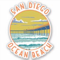 Ocean Beach San Diego Travel Art Vintage