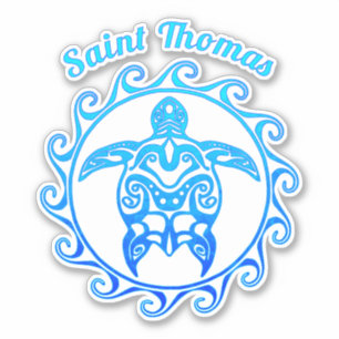 Sticker Ocean Blue Tribal Turtle Saint Thomas
