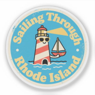 Sticker Ocean State Charm_ Rhode Island Lighthouse Vintage