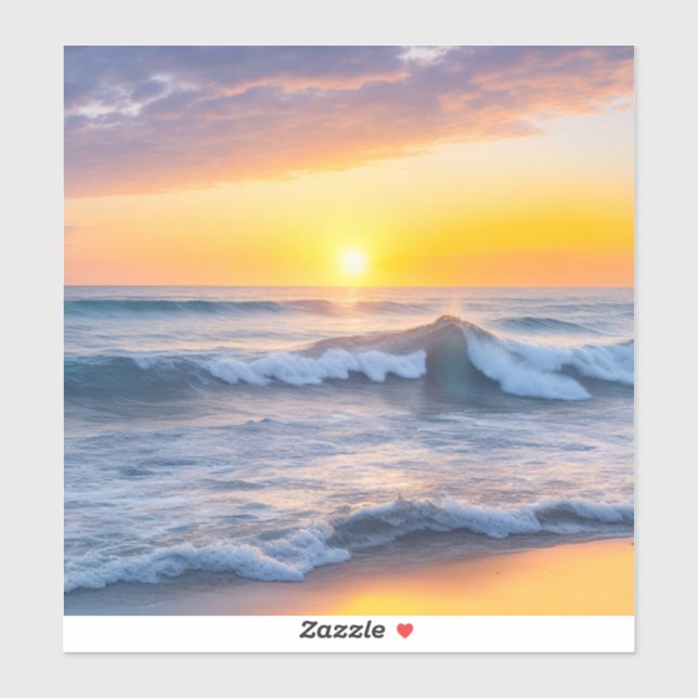 Sticker Ocean Waves et Beach Shore au coucher du soleil (Feuille)