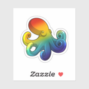 Sticker Octopus avec arc-en-ciel