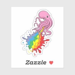 Sticker Octopus avec arc-en-ciel