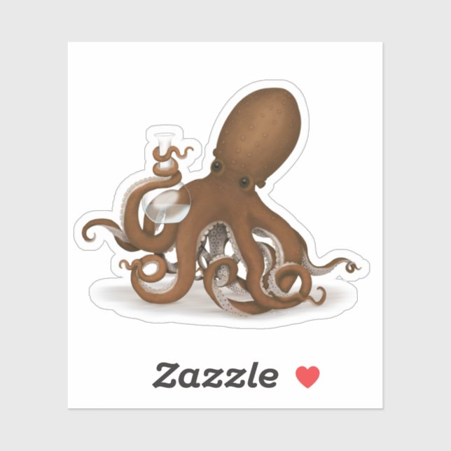 Sticker Octopus avec Lab Flask Science Chimie Steampunk (Feuille)