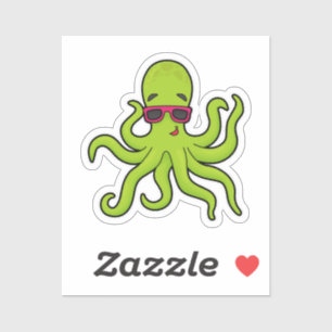Sticker Octopus avec lunettes de soleil