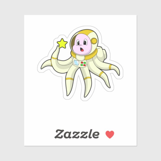 Sticker Octopus comme plongeur avec étoile (Feuille)