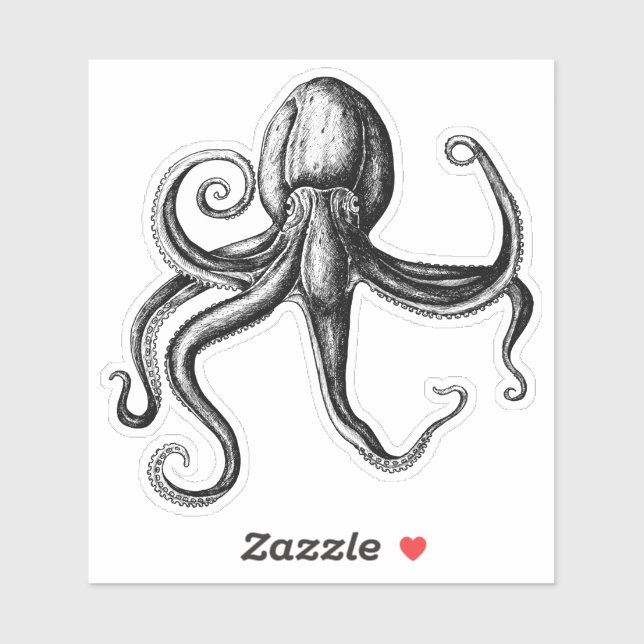 Sticker Octopus noir et blanc (Feuille)