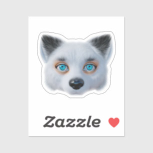 Sticker Oeil bleu renard argenté classique