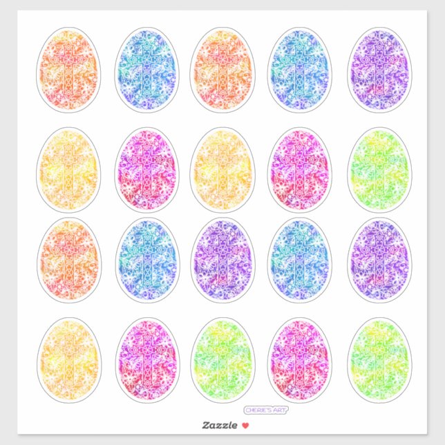 Sticker Oeufs de Pâques Aquarelles (Feuille)