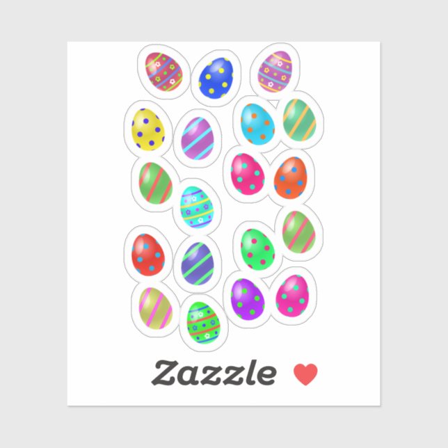 Sticker OEufs de Pâques colorés (Feuille)