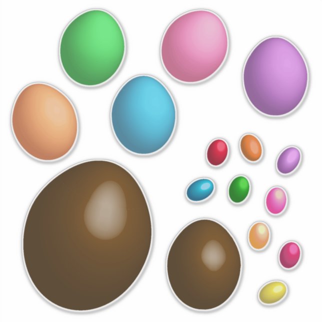 Sticker Oeufs de Pâques multicolores et haricots (Devant)