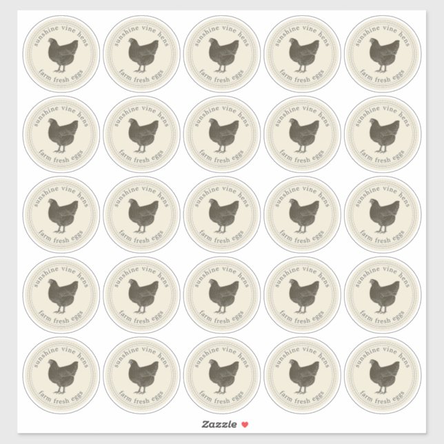 Sticker Oeufs frais de ferme Carton d'oeuf blanc antique 2 (Feuille)