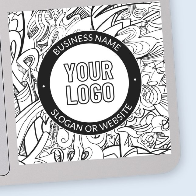 Sticker OEuvre de ligne moderne et votre logo avec texte m (Créateur téléchargé)