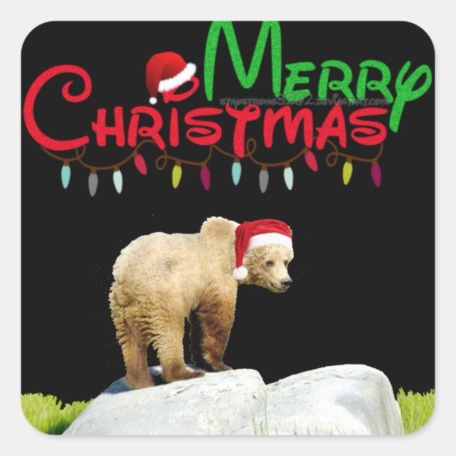 Sticker of Christmas grizzly bear (Front)