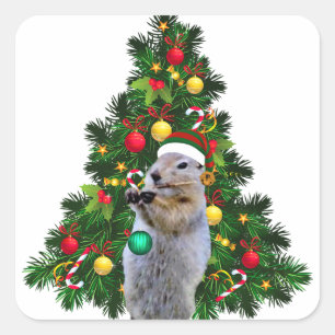Sticker of Christmas prairie dog